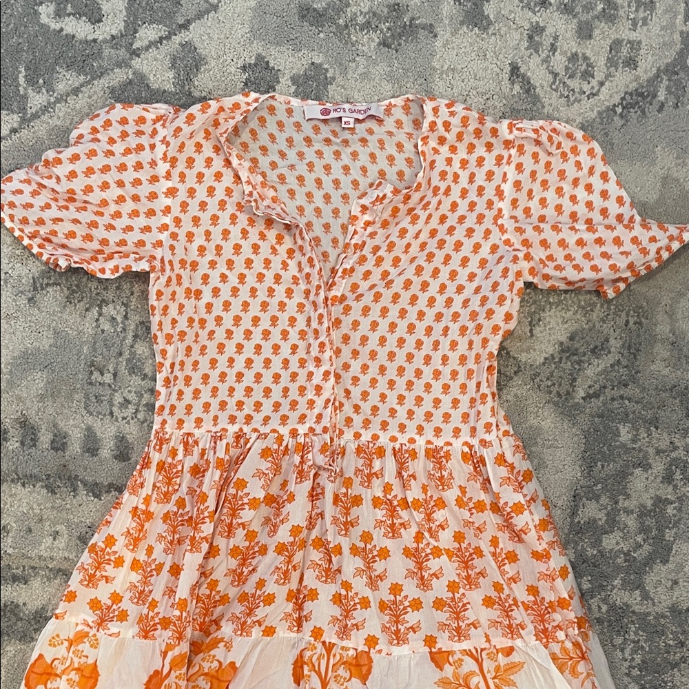 NWOT Ro’s Garden Orange Floral Midi Dress - Picture 3 of 4